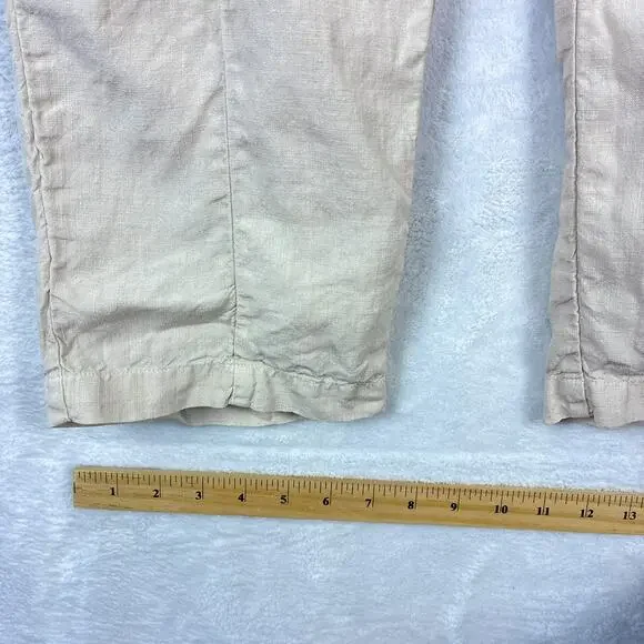 Mate The Label Willow Pull On Pants Women S Beige Crop Linen Preppy Resort USA - Picture 6 of 7